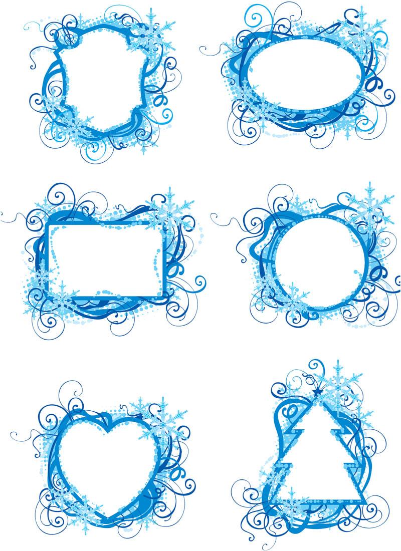 vector blue wedding frame set