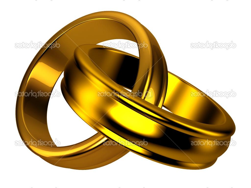 Gold wedding rings on white