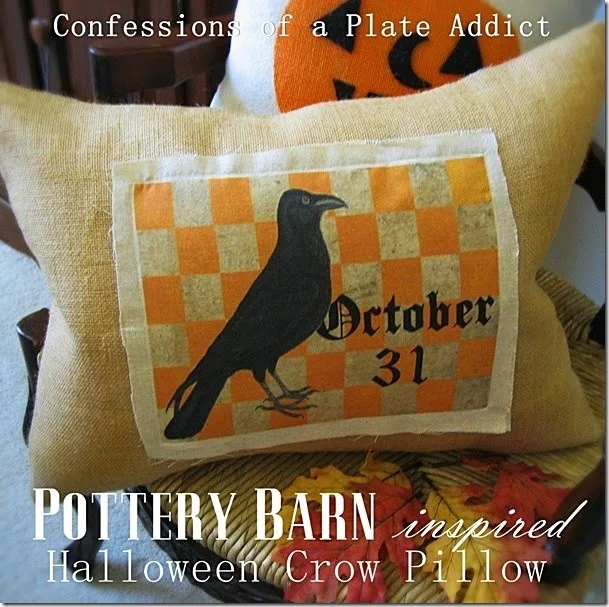 CONFESSIONS OF A PLATE ADDICT Pottery Barn Inspired Halloween Crow Pillow