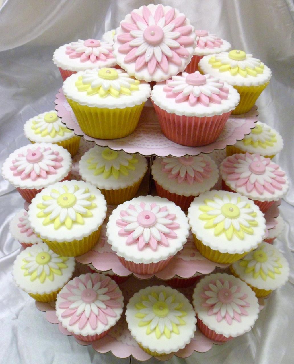 Wedding Cupcakes Pink & Yellow