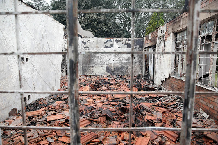 A farmhouse that was burnt by the community in Eshowe. File photo.