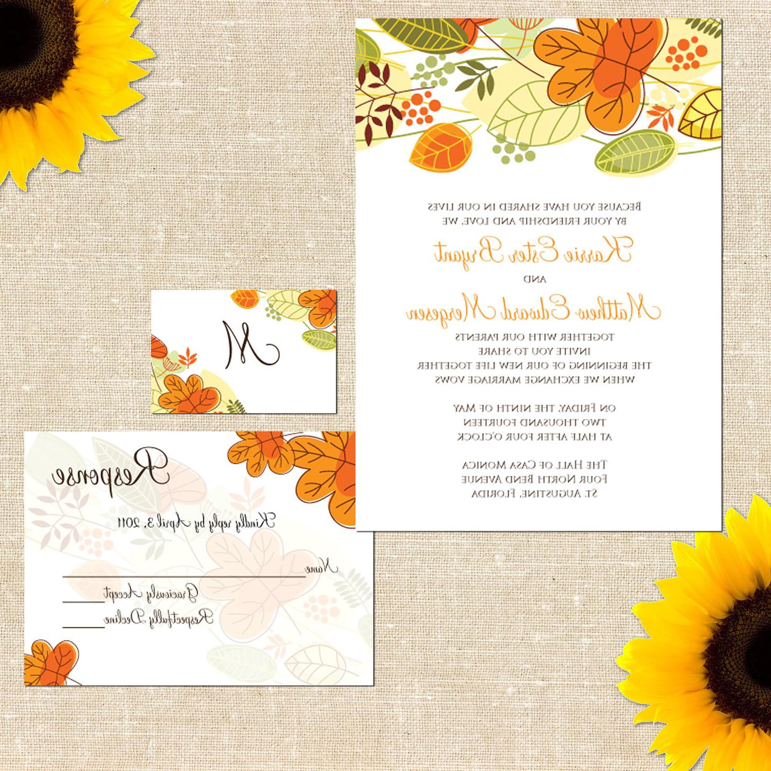 Fall leaves wedding invitation