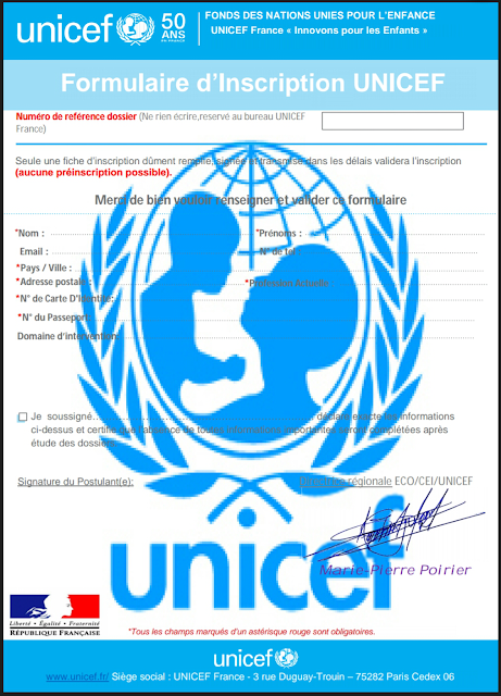 Arnaque: Fonds des Nations Unies pour l'Enfance ''UNICEF''- FRANCE