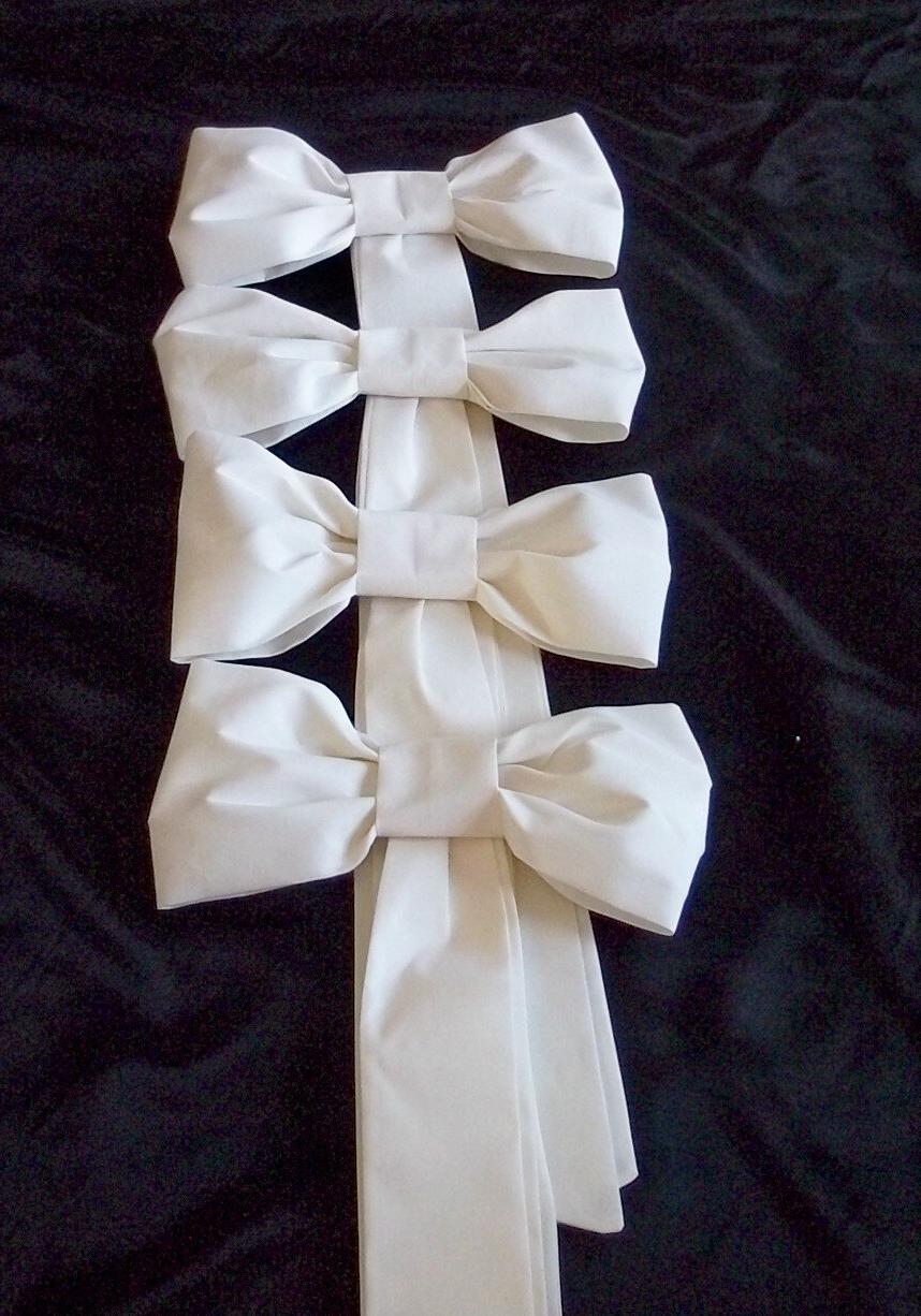 Ivory or White Pew Bows, Wedding Bows, Aisle Bows, Set of 4, Church Aisle