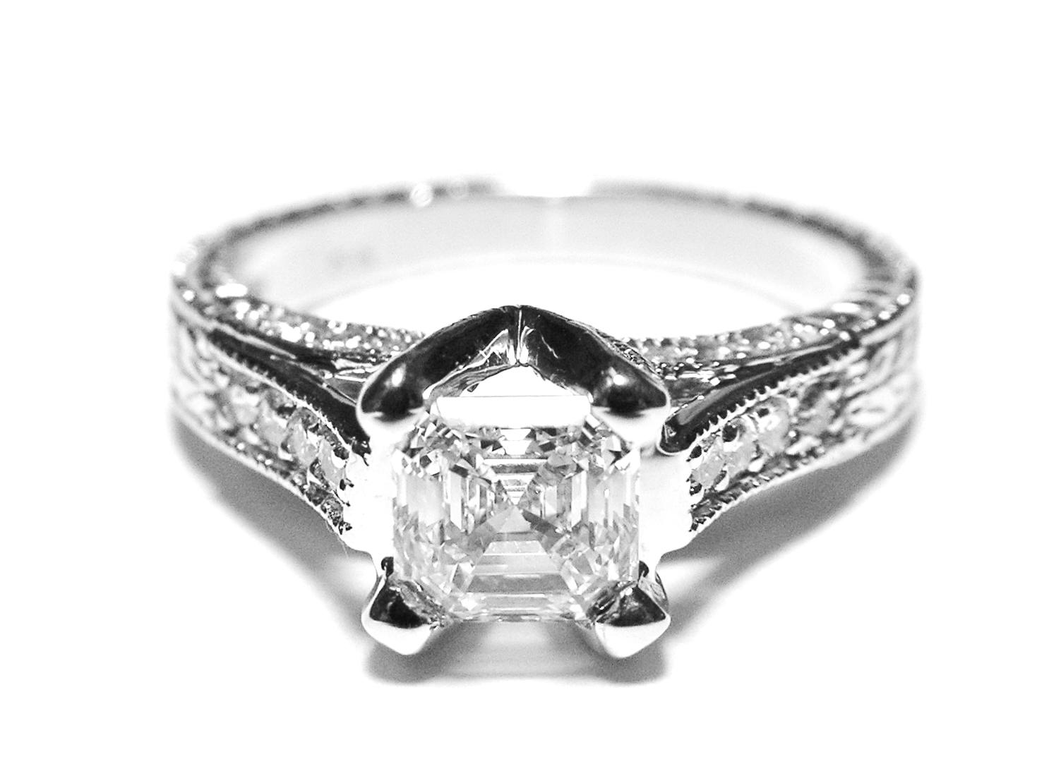 Asscher Diamond Vintage Pave