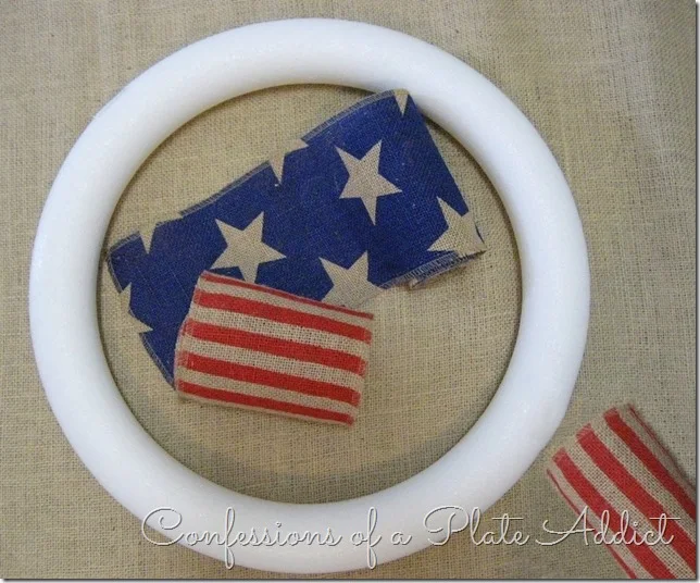 CONFESSIONS OF A PLATE ADDICT Easy Stars and Stripes Burlap Wreath...Just Tie It! Supplies