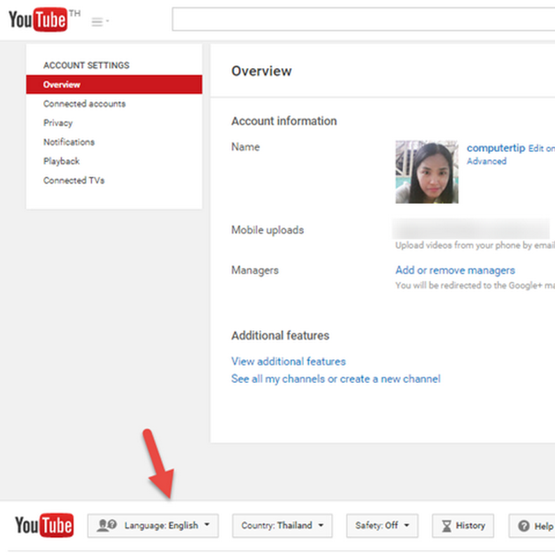การเปลี่ยนภาษาใน Youtube
