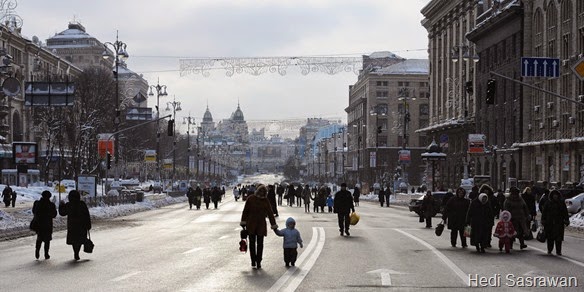 Khreshchatyk street (as pedestrian zone). Kiev, Ukraine, Eastern Europe.