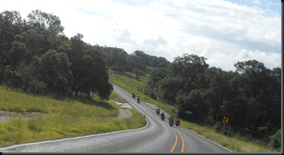 headed east on 473 from Comfort, TX; rode up on a group of HD riders