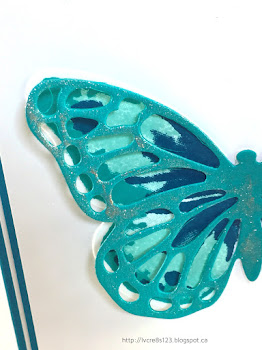 Linda Vich Creates: Butterfly Thinlits Meet Watercolor Wings. A boldly inked butterfly from Watercolor Wings is showcased behind the detailed die cut from the Butterfly Thinlits.