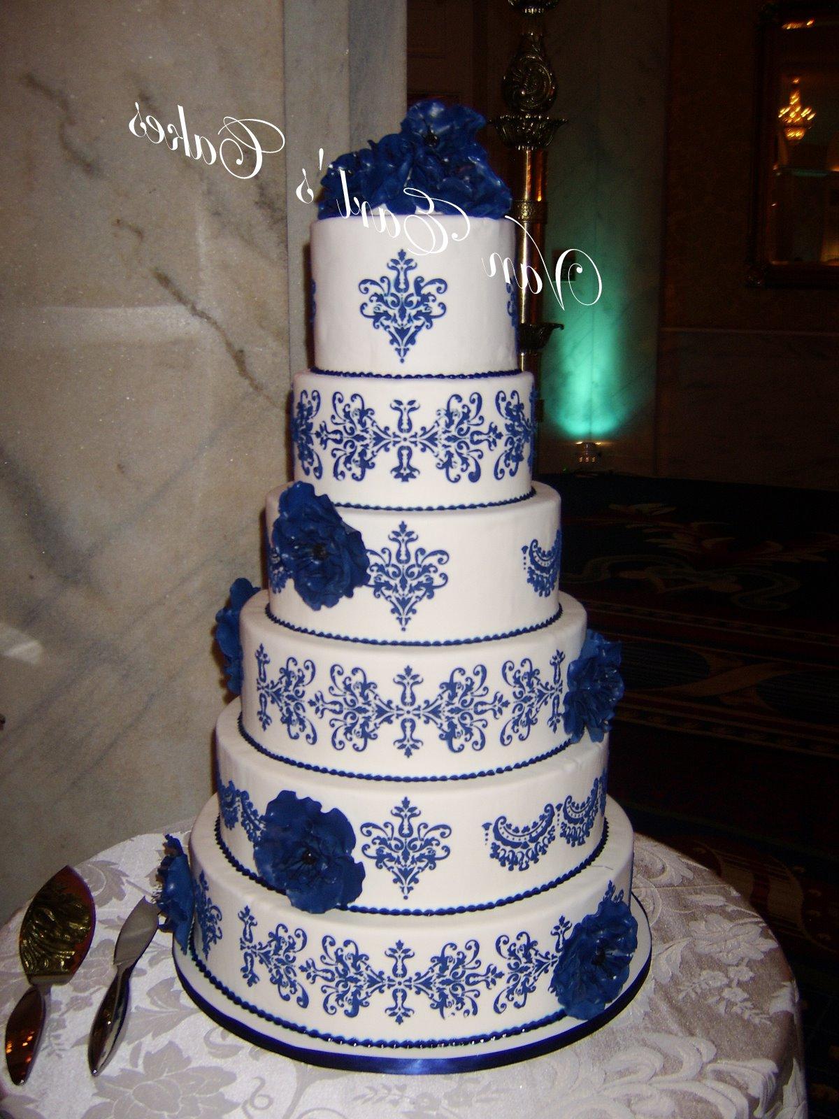 unique bling damask wedding cake designs