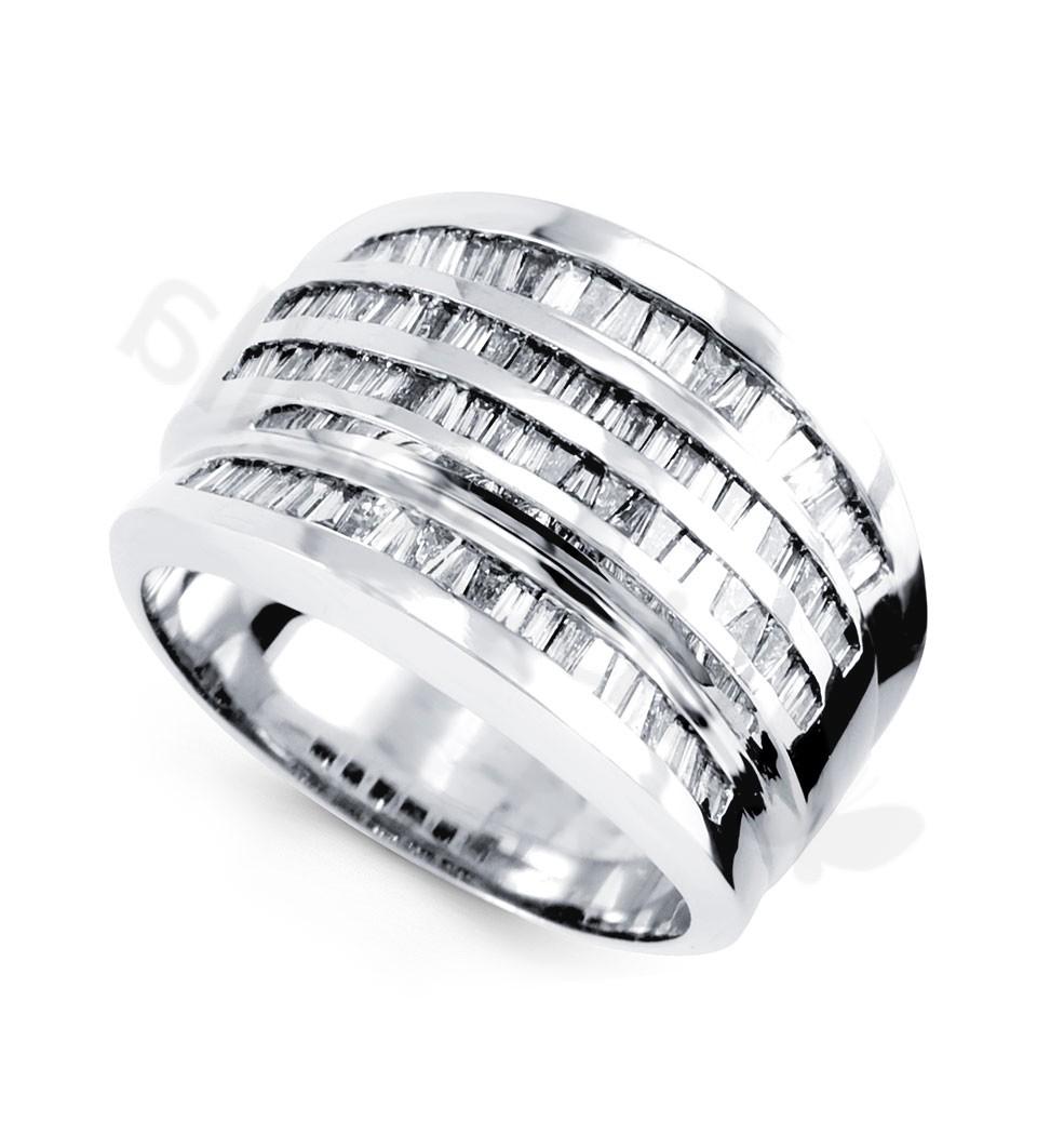 14k White Gold 1.35 Ct Baguette Diamond Wedding Band - Rings