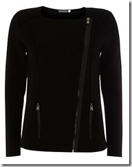 Mint Velvet black collarless biker knit jacket