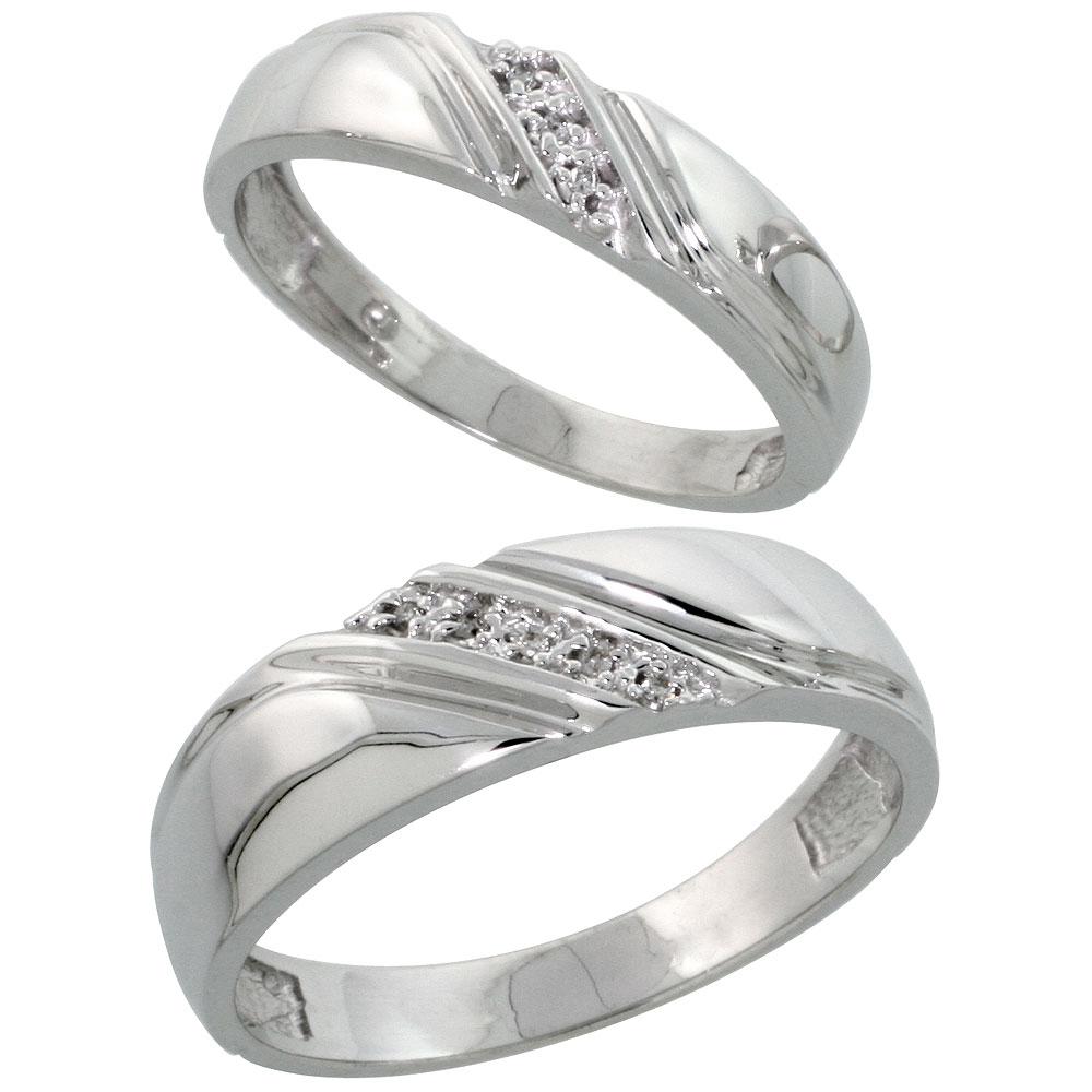 Sterling Silver 2-Piece His  6mm  & Hers  4.5mm  Diamond See details