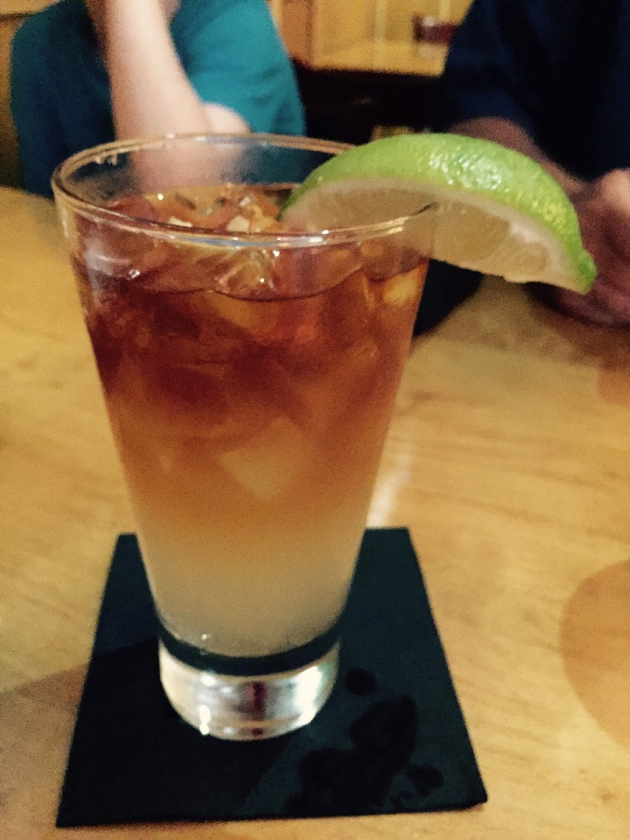 Gluten Free cocktail with ginger beer and rum.