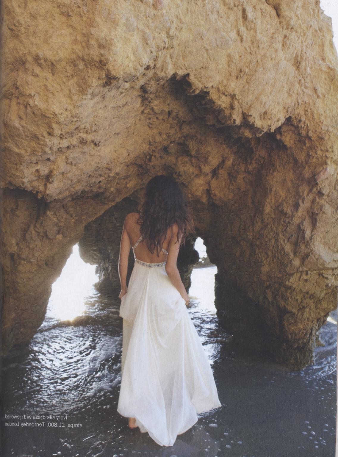 Ivory silk dress with jeweled