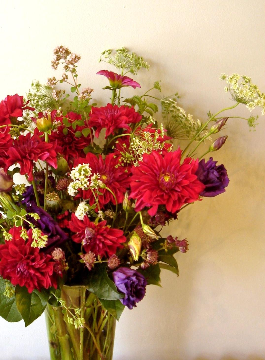 Burgundy Dahlia centerpiece