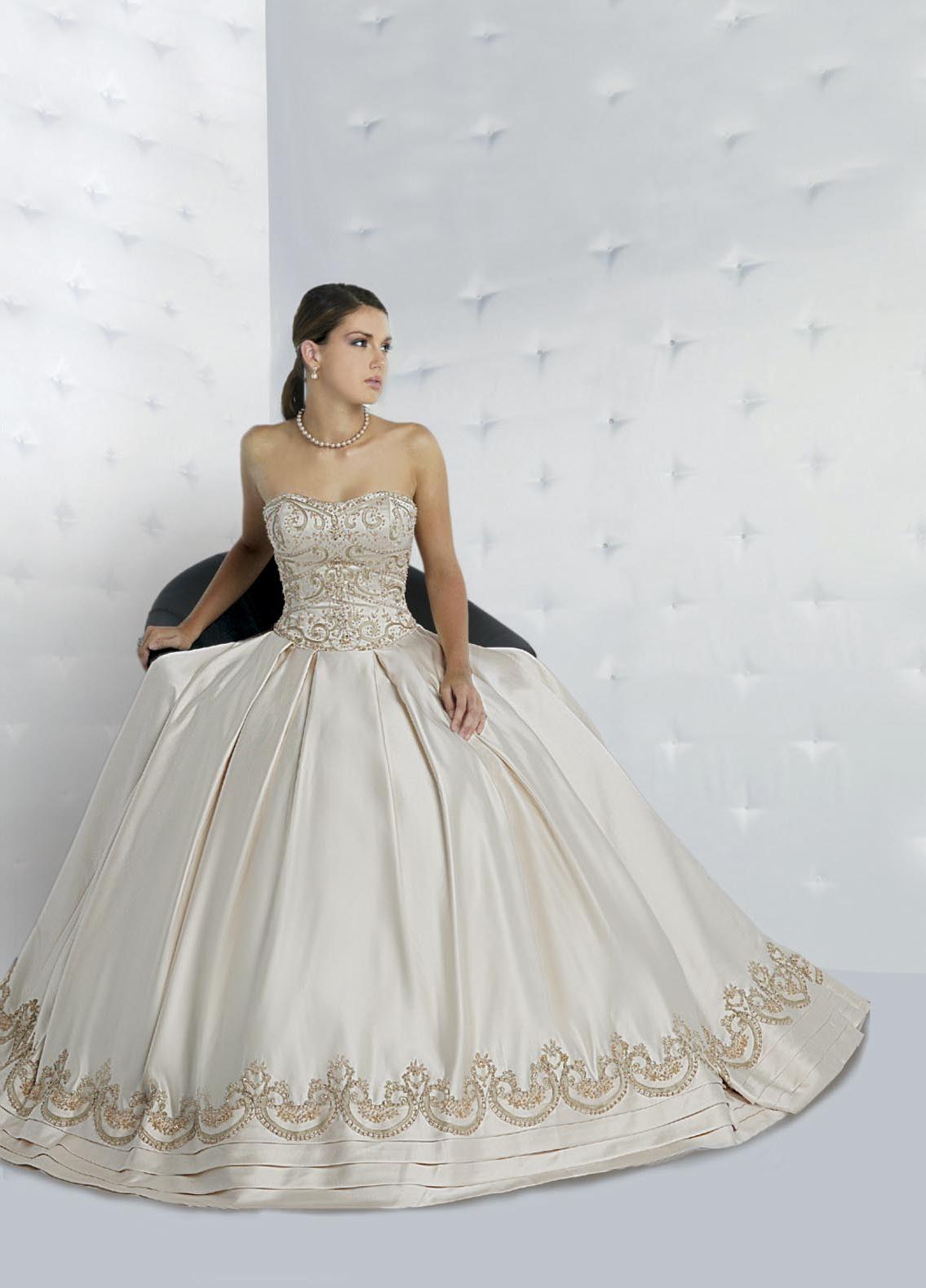 Satin Ball Gown Chapel Train