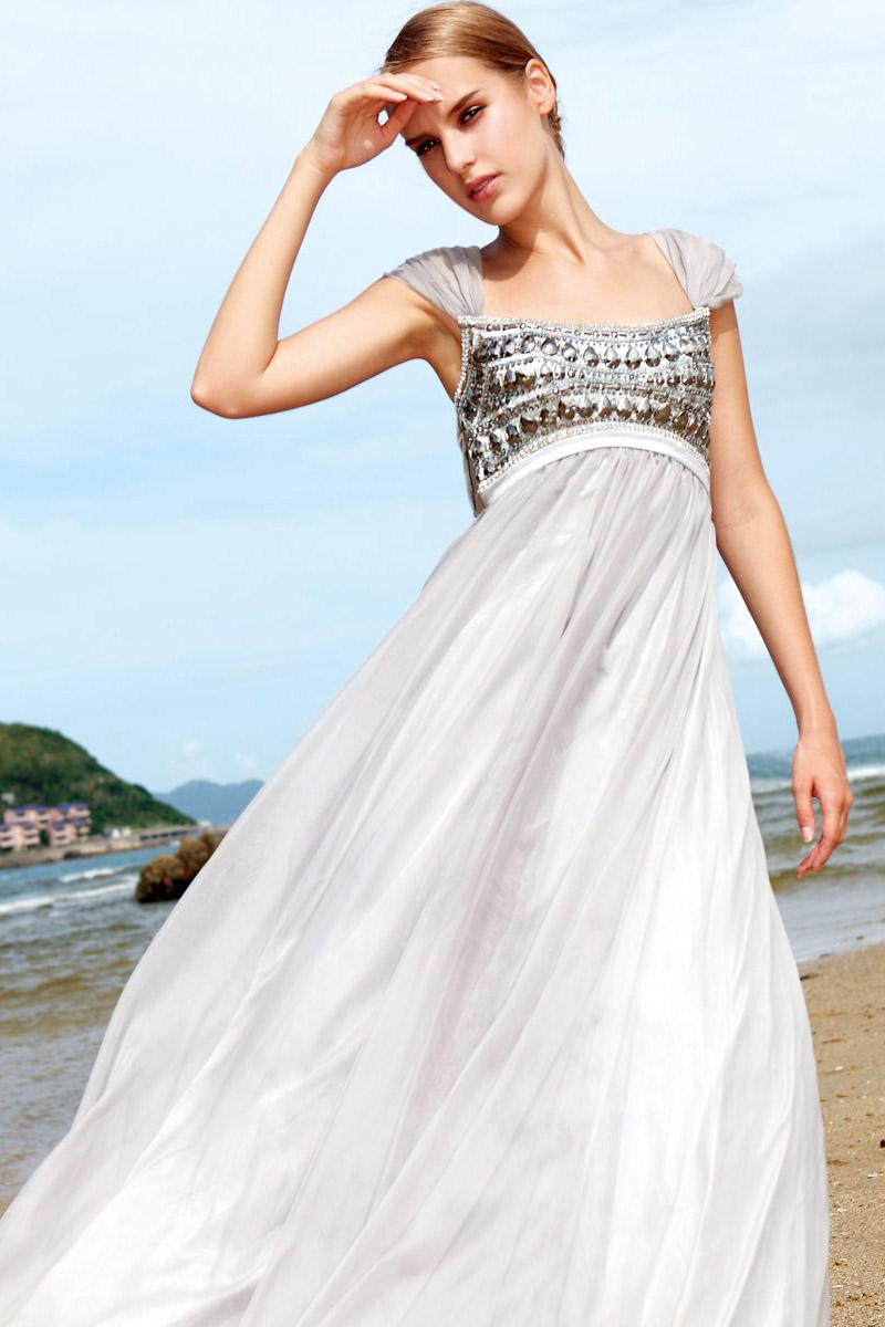 Discount 2011 Empire Waist Gauze Tulle Design floor length Evening Party