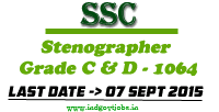 SSC Stenographer Exam 2015 Notification