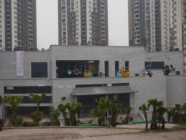 aerial lift going through a building