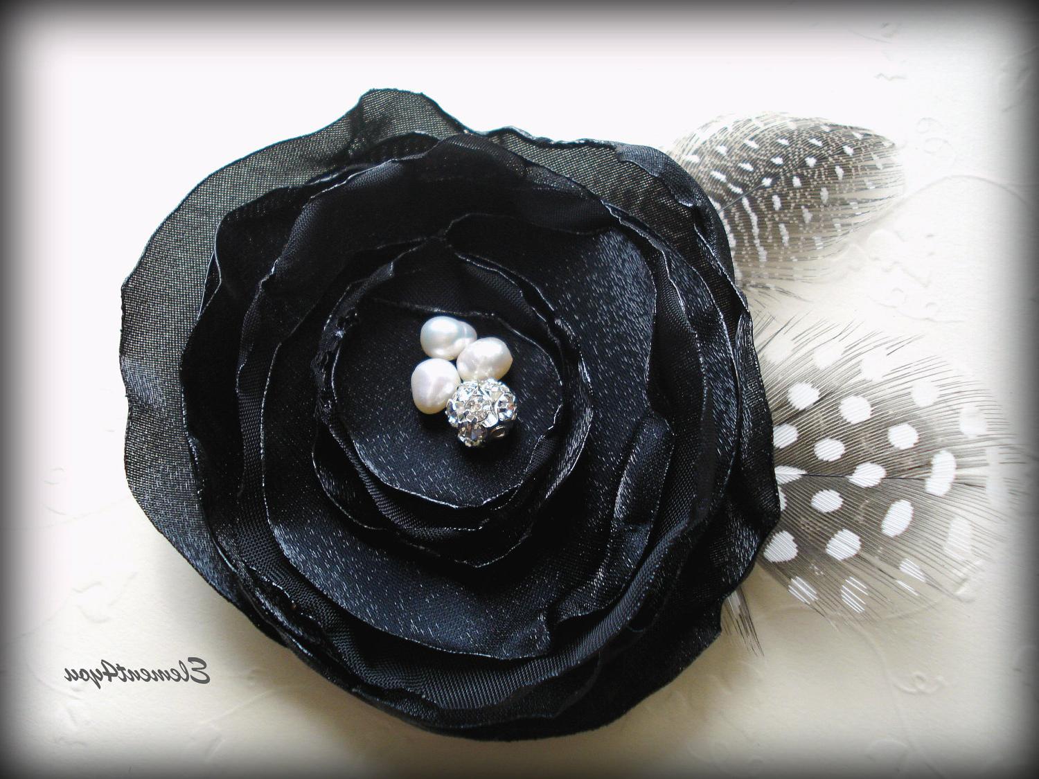 Black flower clip Bridal Hair