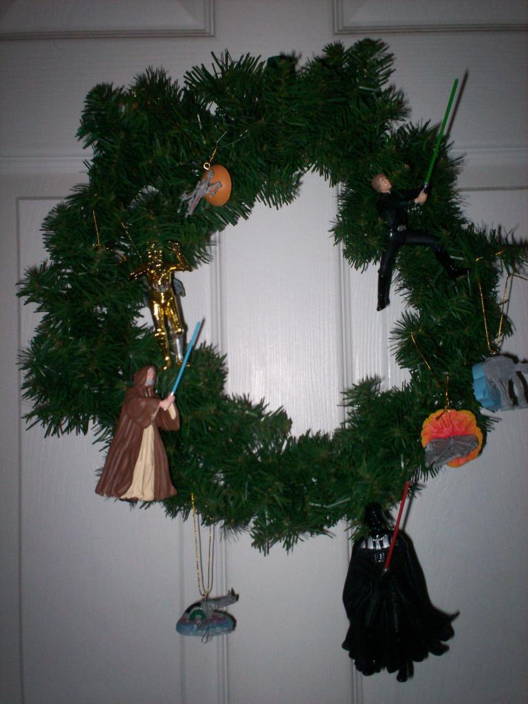 The themed wreaths are a nice way for us to exhibit ornaments we each like