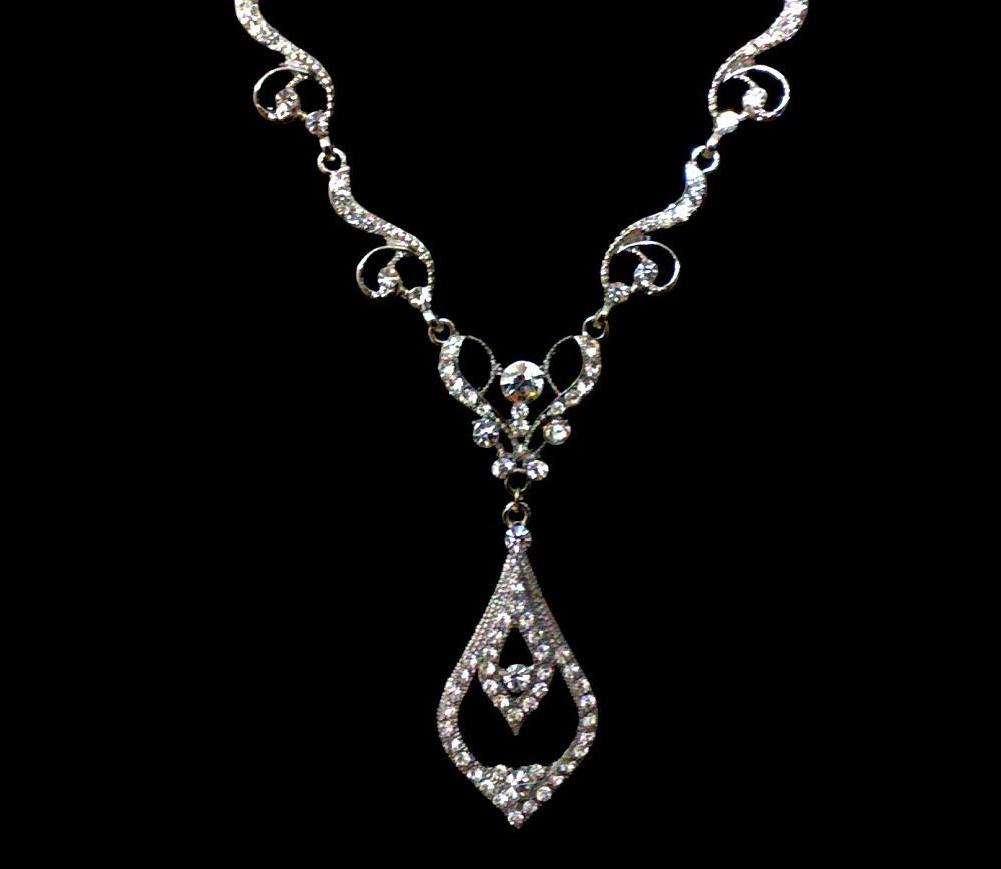 Victorian Vintage Style Wedding Crystal Necklace, Swarovski Bridal Jewelry,