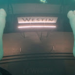 westin hotel lobby through swimming pool floor in Montreal, Quebec, Canada