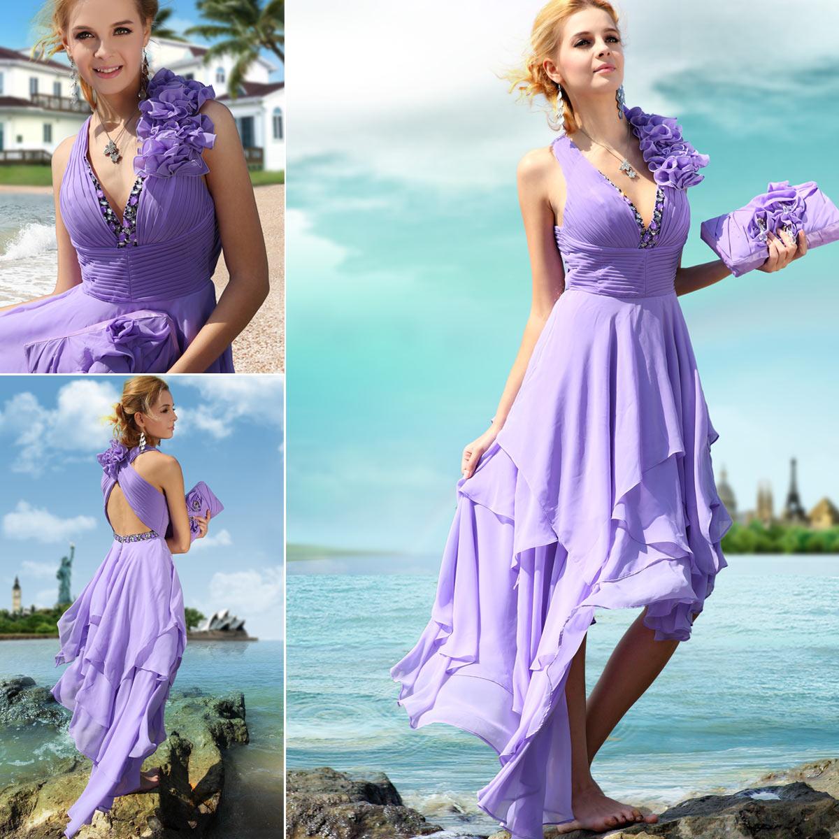 dresses   Purple V-neck