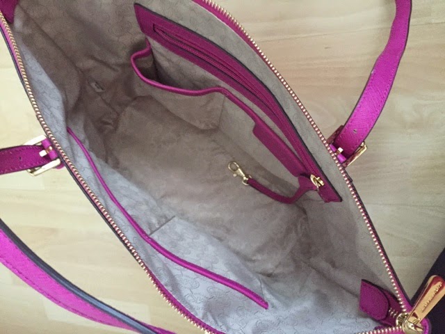 Michael Kors 'jet Set Travel' Saffiano Leather Top Zip Tote in Purple
