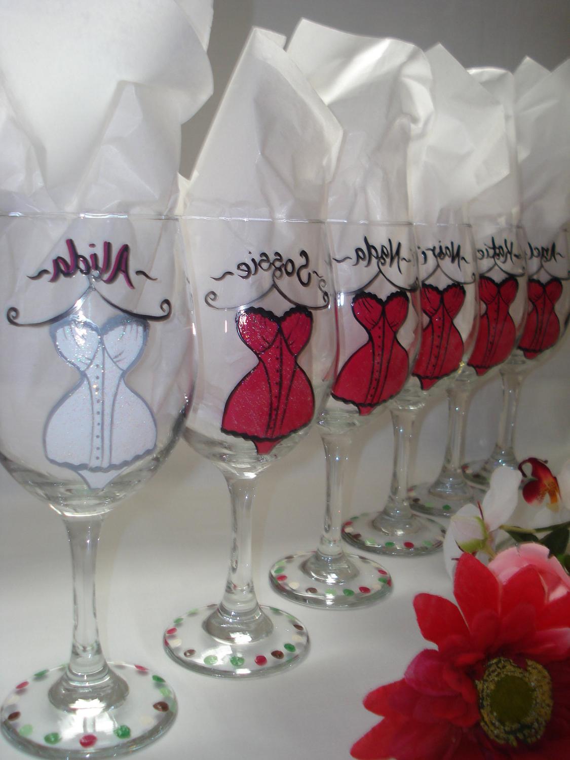 Personalized Hand Painted Corsette Wine Glasses - GIFT WRAPPING AVILABLE
