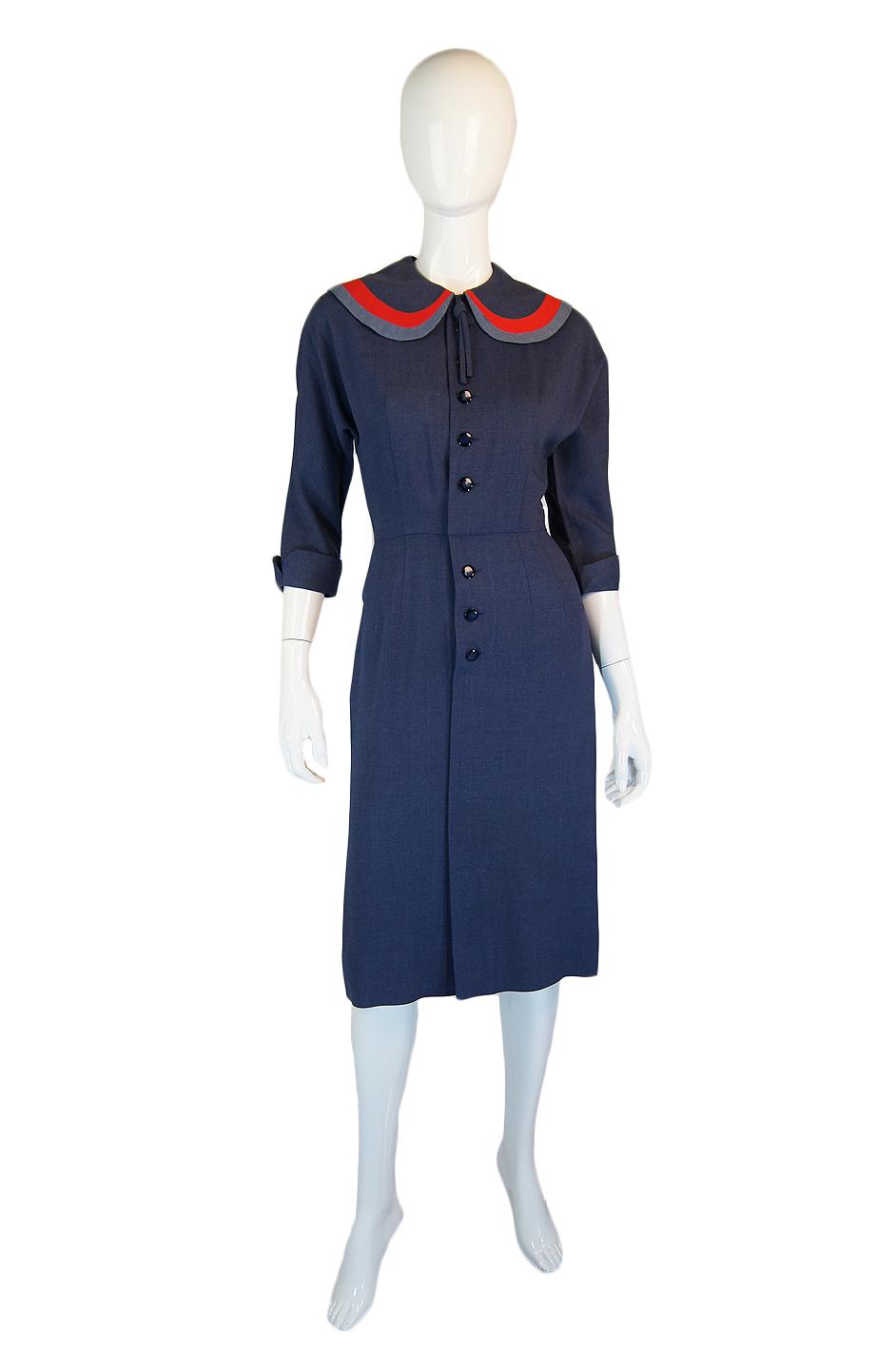 1940s Dusty Blue with Red Day