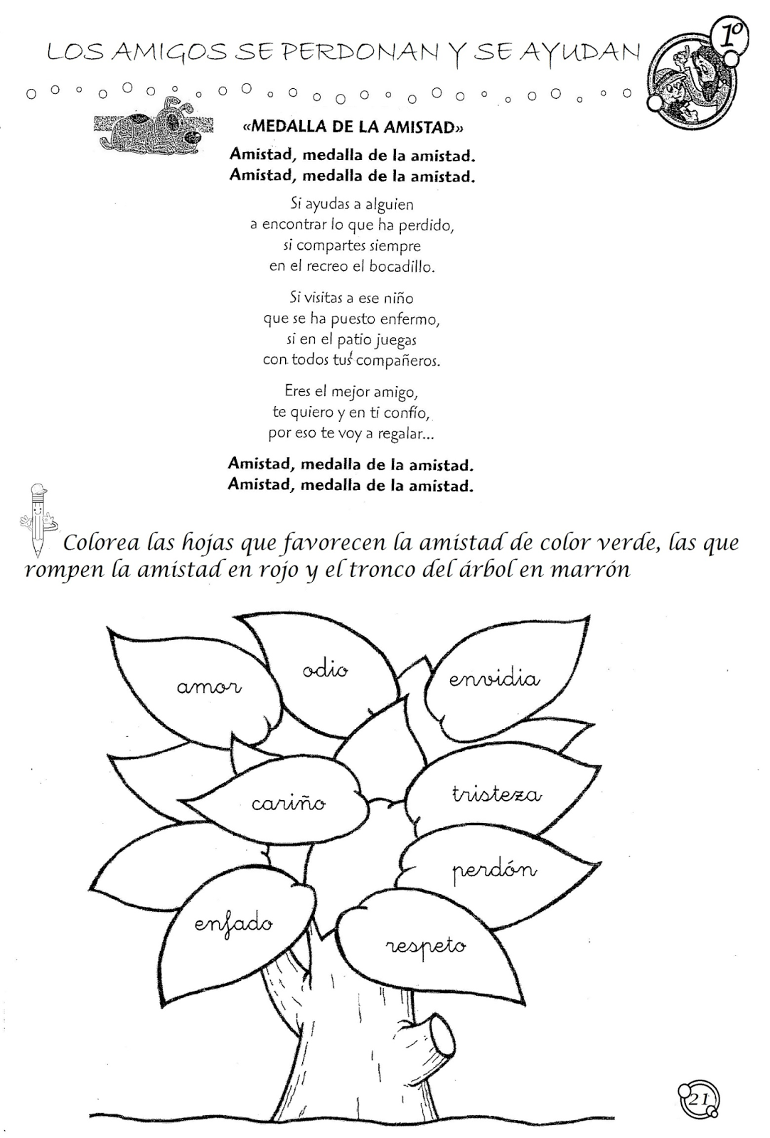 Dibujos de niños para colorear y felicitar con amor - imagenes amistad para colorear