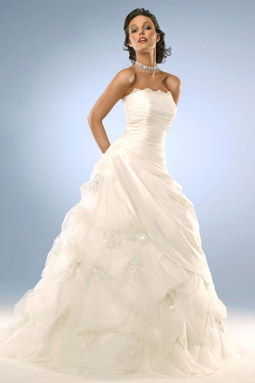 2012 A-line Strapless Bodice Organza Puffy Bridal Gown WDAWD-104 