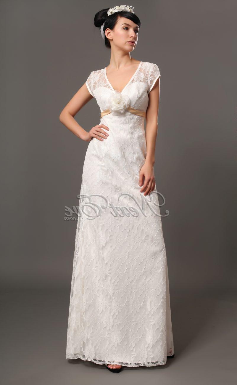 Lace V Neck Wedding Gown