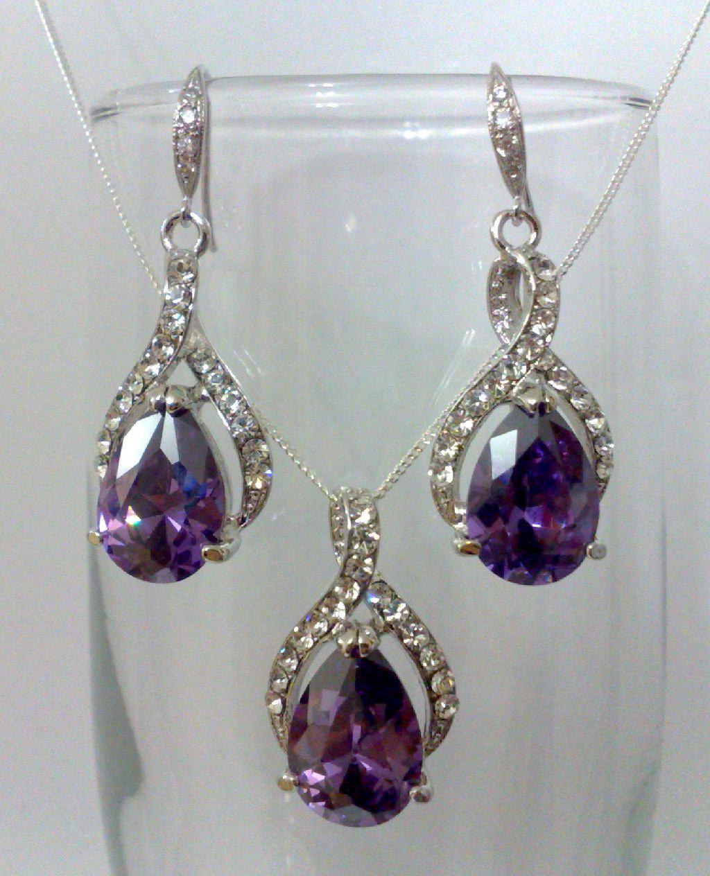 Purple Fashion Bridal Earrings