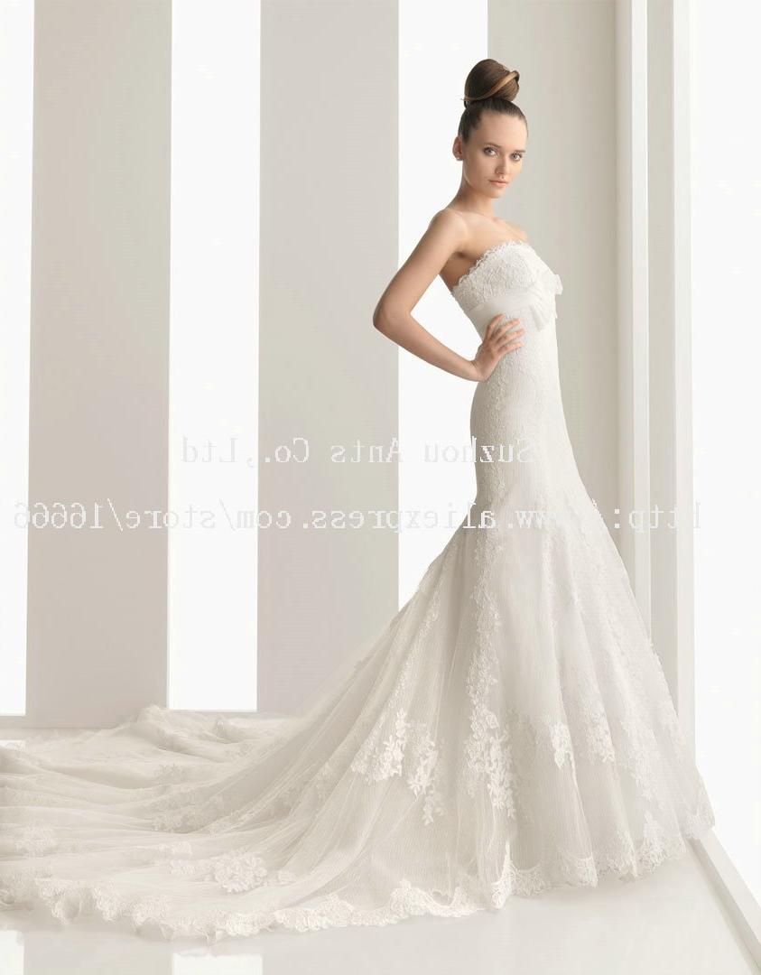 strapless floor-length cathedral train lace Fall Wedding Dress 2011