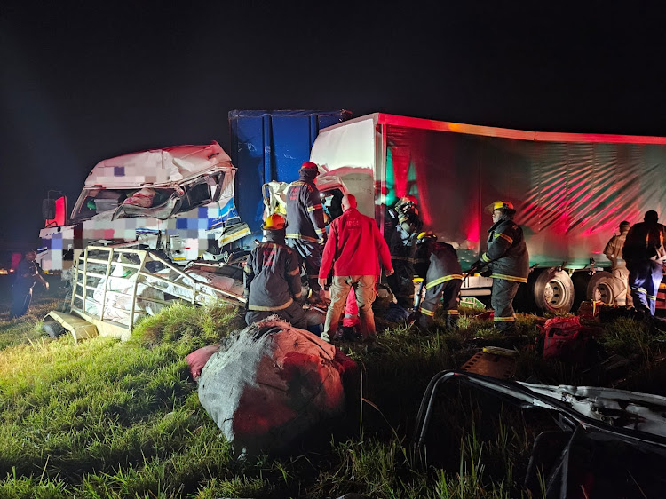 Emergency services personnel are attending to a head-on collision between two trucks on the N2 in KwaZulu-Natal.