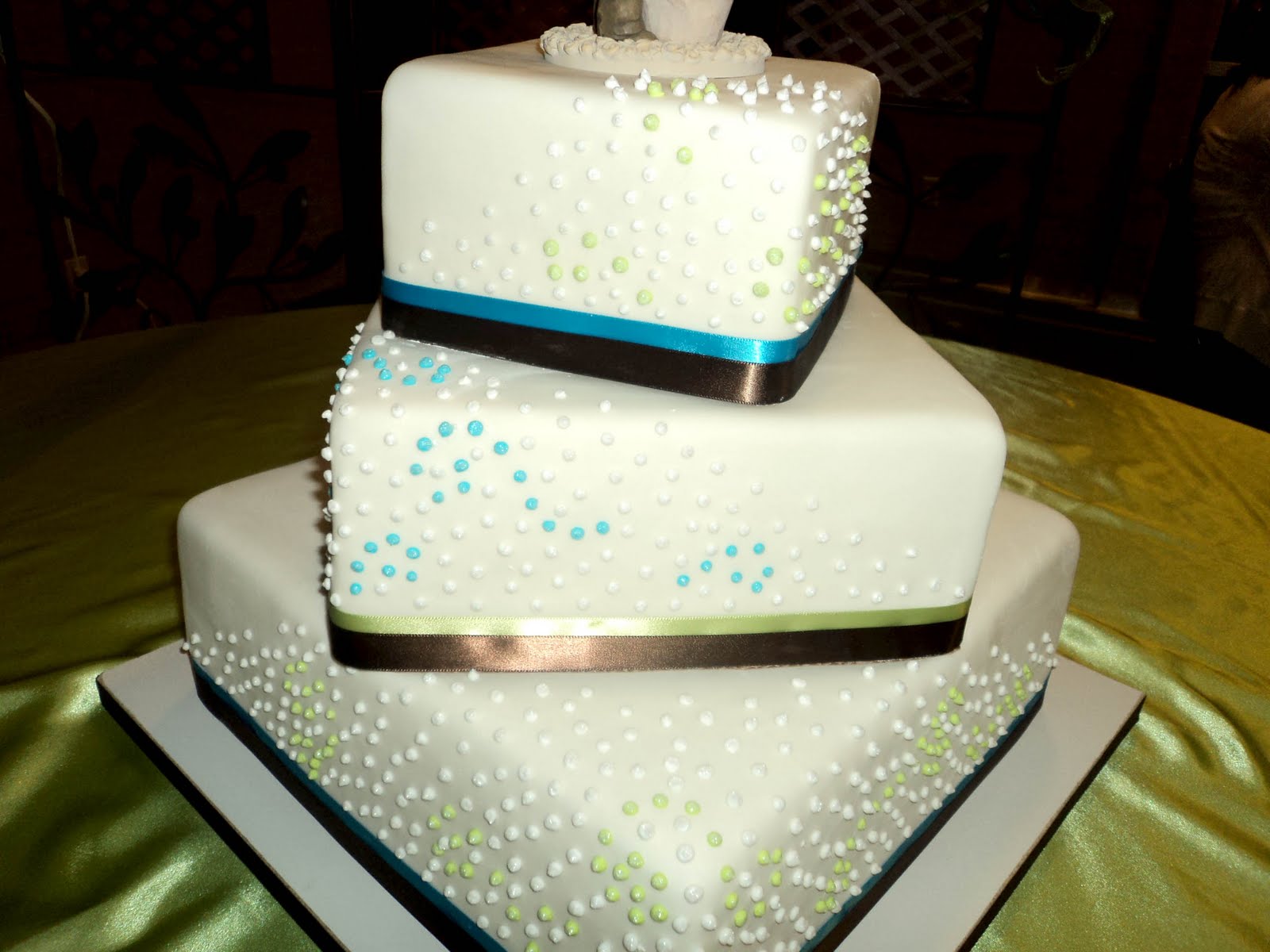 Blue and Green Wedding Cake