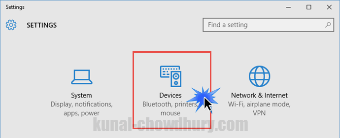 Windows 10 Settings - Devices (www.kunal-chowdhury.com)