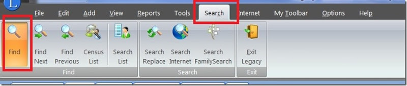 Search & find in Legacy 8