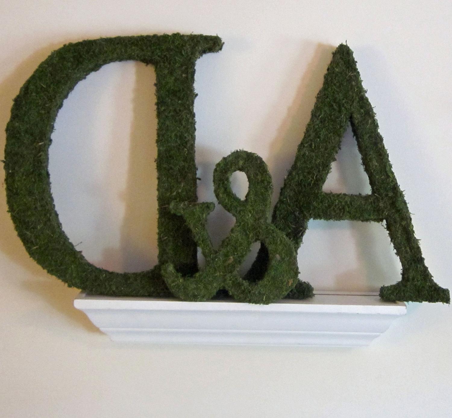 Moss Covered Wedding Monograms Ampersand Set   12 inches  