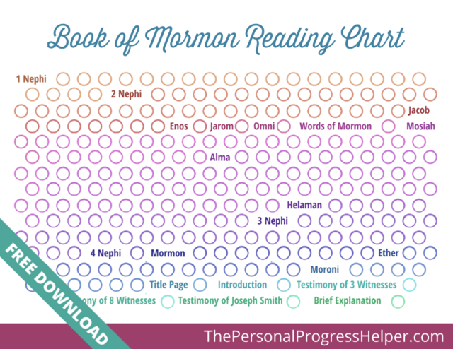 Book of Mormon LDS Standard Works Scripture Reading Charts from The Personal Progress Helper