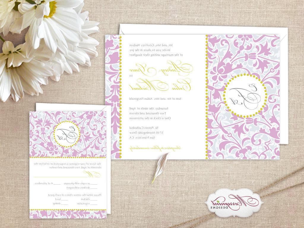 Audrey Floral Monogram Wedding Invitations - Sample Set. From merrymint