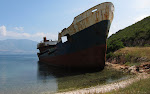 Karaburuni peninsula - a wrecked ship.