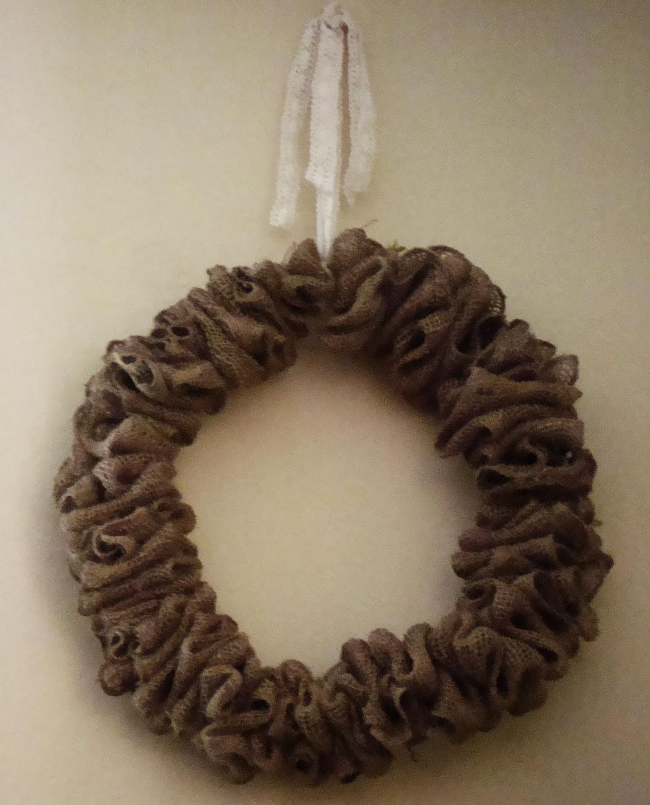 Here is the hanging burlap