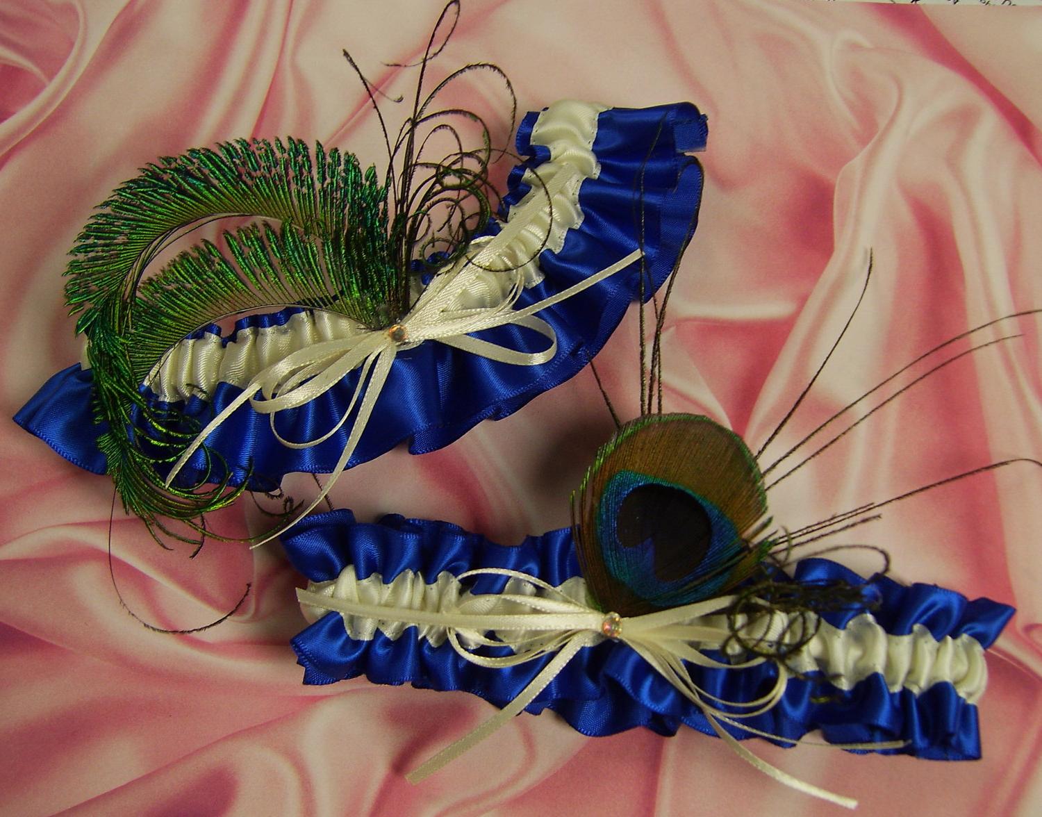 Peacock Feather Wedding : Royal Blue and Peacock Feathers Bridal Keepsake