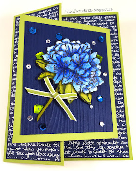 Linda Vich Creates: Best Thoughts Joy Fold Card. Shimmering sequins surround blossoms colored with Zig Clean Color Real Brush Markers on a woodgrain embossed panel of this Joy fold card.
