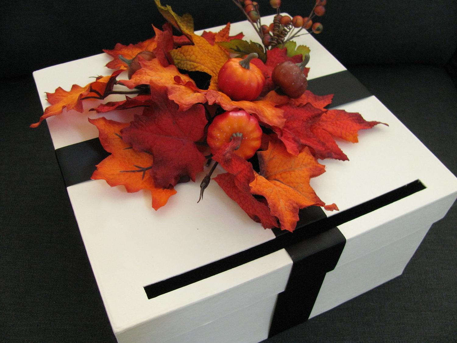 Autumn Wedding Card Box Black